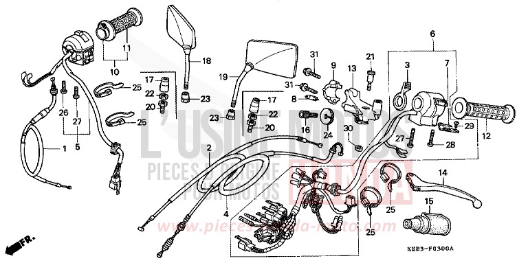 HEBELGRIFF/SCHALTER/KABEL von CA125 REBEL MAGNA RED (R201) von 1996